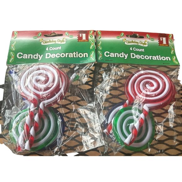 Four 4-pack Dolgencorp, Inc. Multicolored Striped Plastic Candy Decorations-NEW - Picture 5 of 11